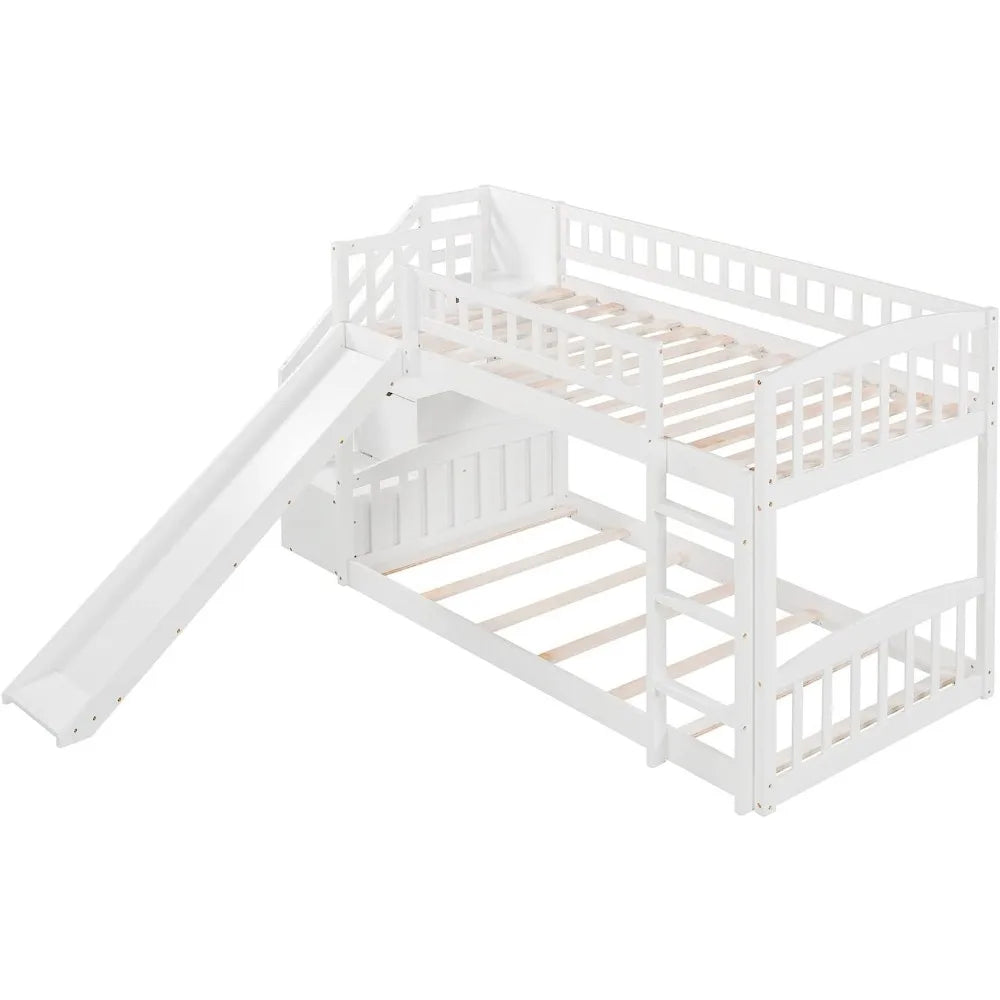 Bunk Beds with Slide Twin Over Twin Low Bunk Bed Frame