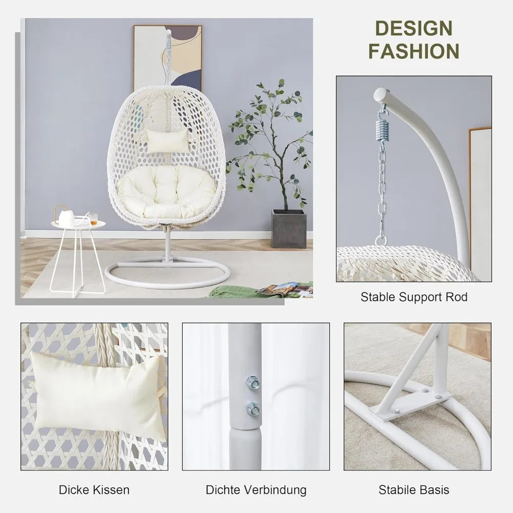 Oversized Rattan Hanging Egg Chair with Stand