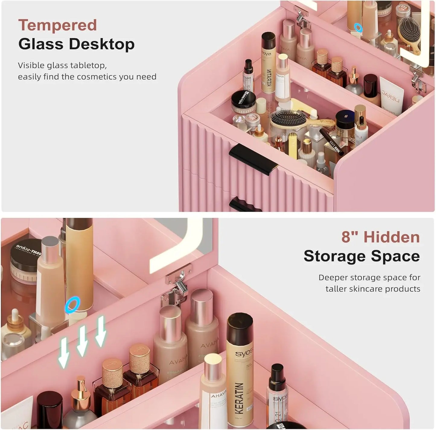 3 in 1 Small Vanity Desk with Plip Top Mirror,Makeup Vanity Set