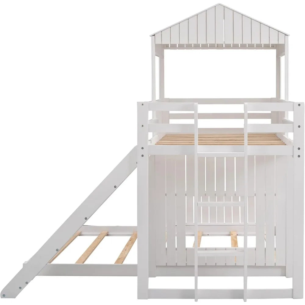 House Floor Bunk Beds with Slide