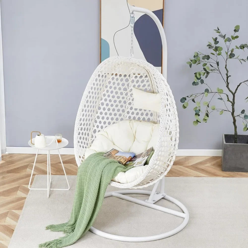 Oversized Rattan Hanging Egg Chair with Stand