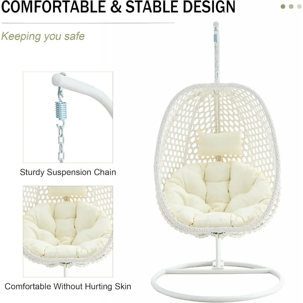 Oversized Rattan Hanging Egg Chair with Stand