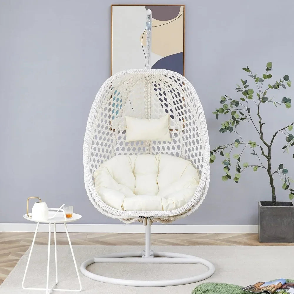 Oversized Rattan Hanging Egg Chair with Stand