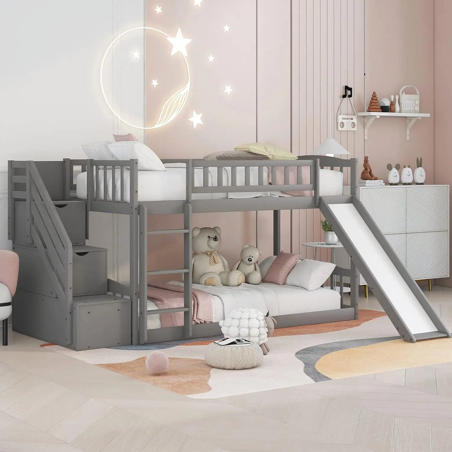 Bunk Beds with Slide Twin Over Twin Low Bunk Bed Frame