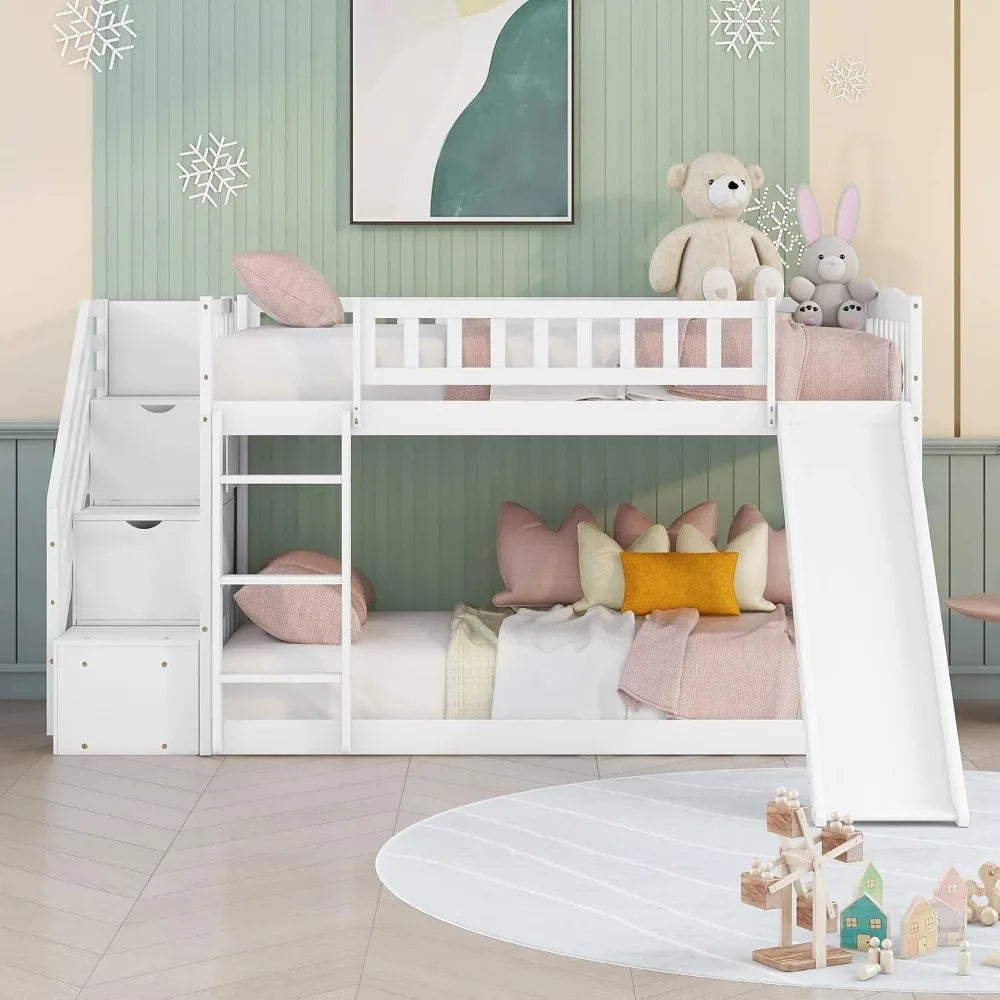 Bunk Beds with Slide Twin Over Twin Low Bunk Bed Frame
