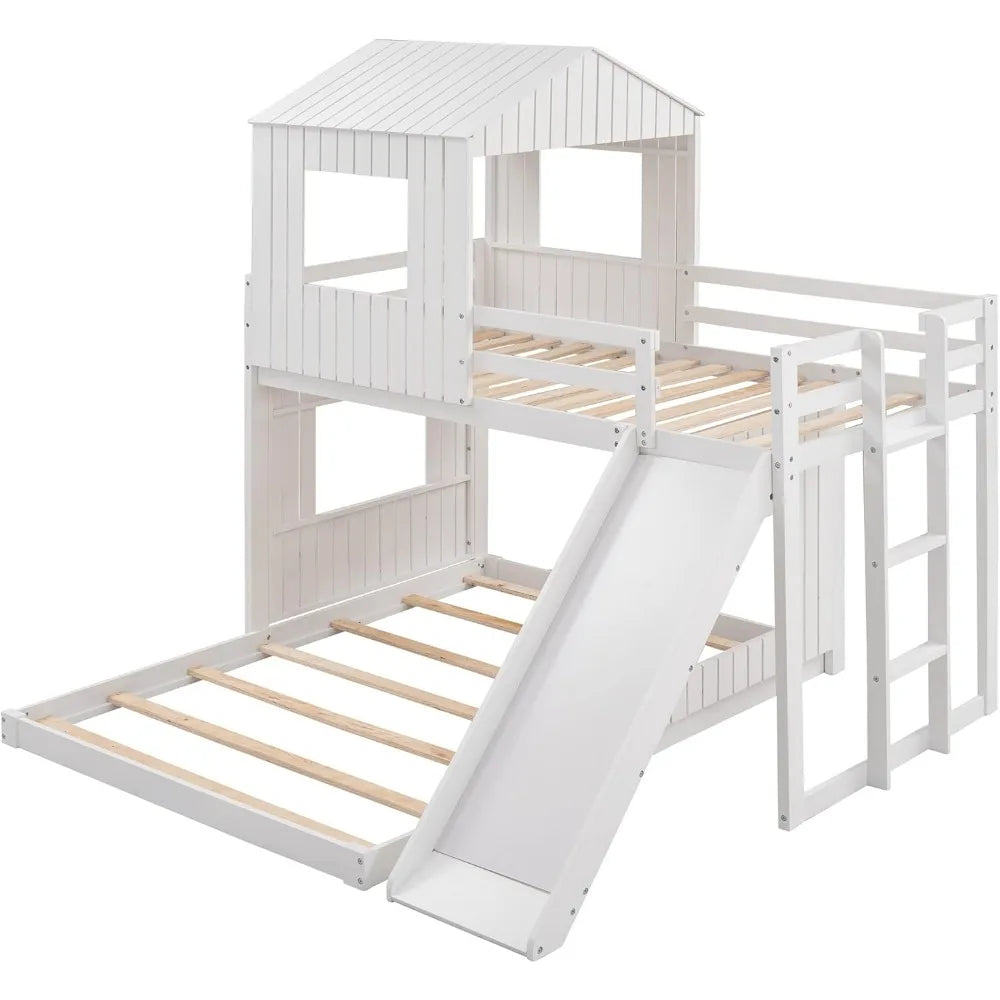 House Floor Bunk Beds with Slide
