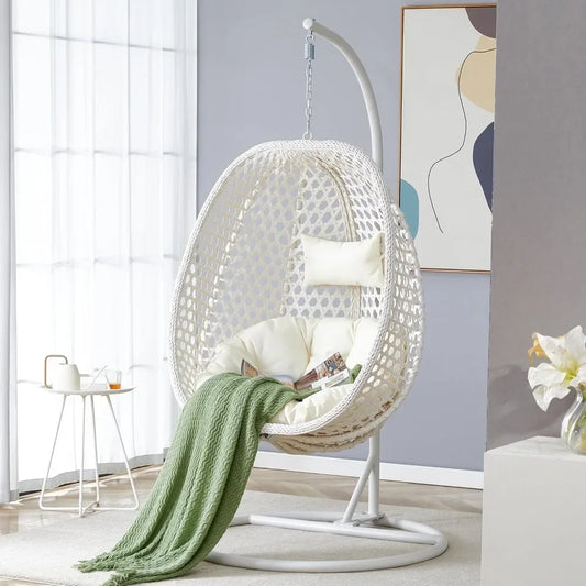 Oversized Rattan Hanging Egg Chair with Stand