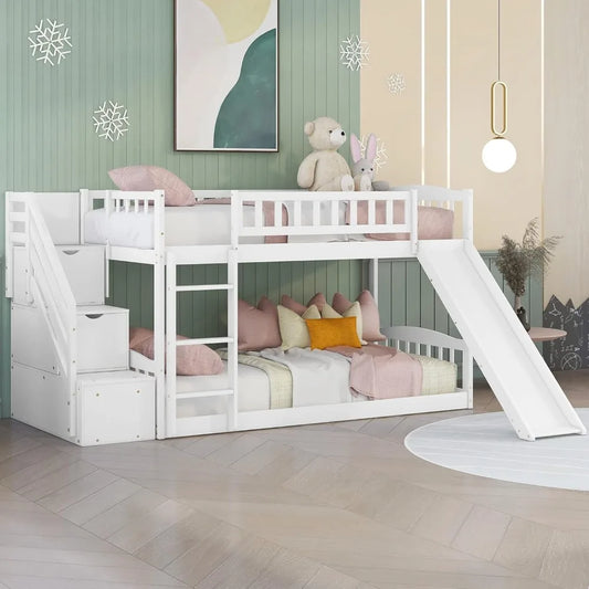 Bunk Beds with Slide Twin Over Twin Low Bunk Bed Frame